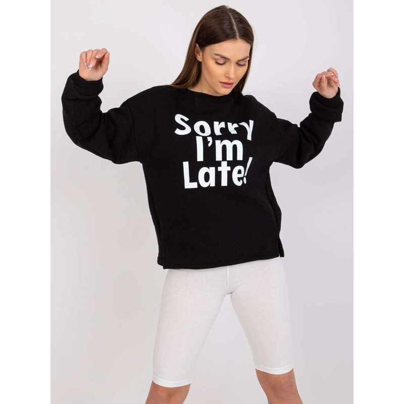 BASIC Čierna mikina Francisco s nápisom Sorry I´m late -EM-BL-U624.99 31345690