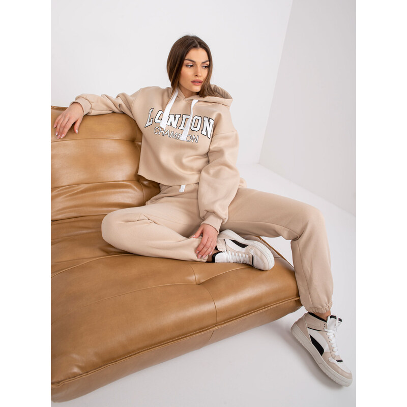 BASIC Béžová teplákovka Laraina s nápisom London -EM-KMPL-720.01-beige 31265080