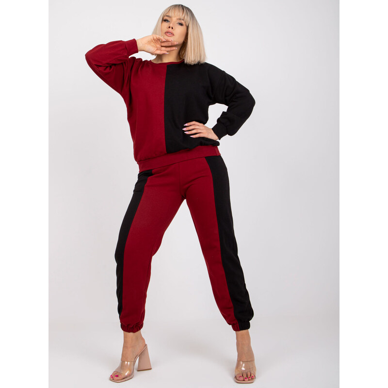 BASIC Vínovo-čierna tepláková súprava Amishi -EM-KMPL-639.88 32323189