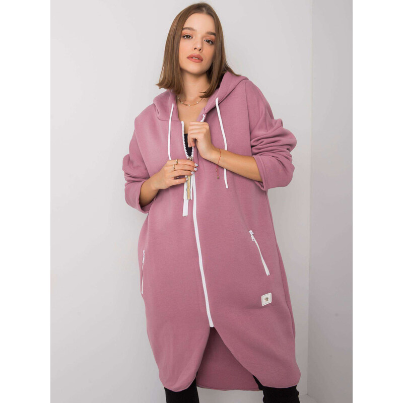 RELEVANCE Ružová dlhá mikina na zips RV-BL-4742.20P-pink 57952621
