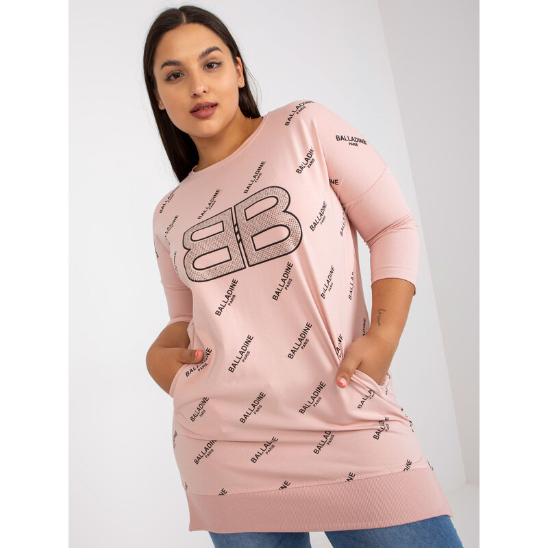 RELEVANCE Svetloružové dámske dlhšie tričko s potlačou RV-BZ-7036.02P 57950182