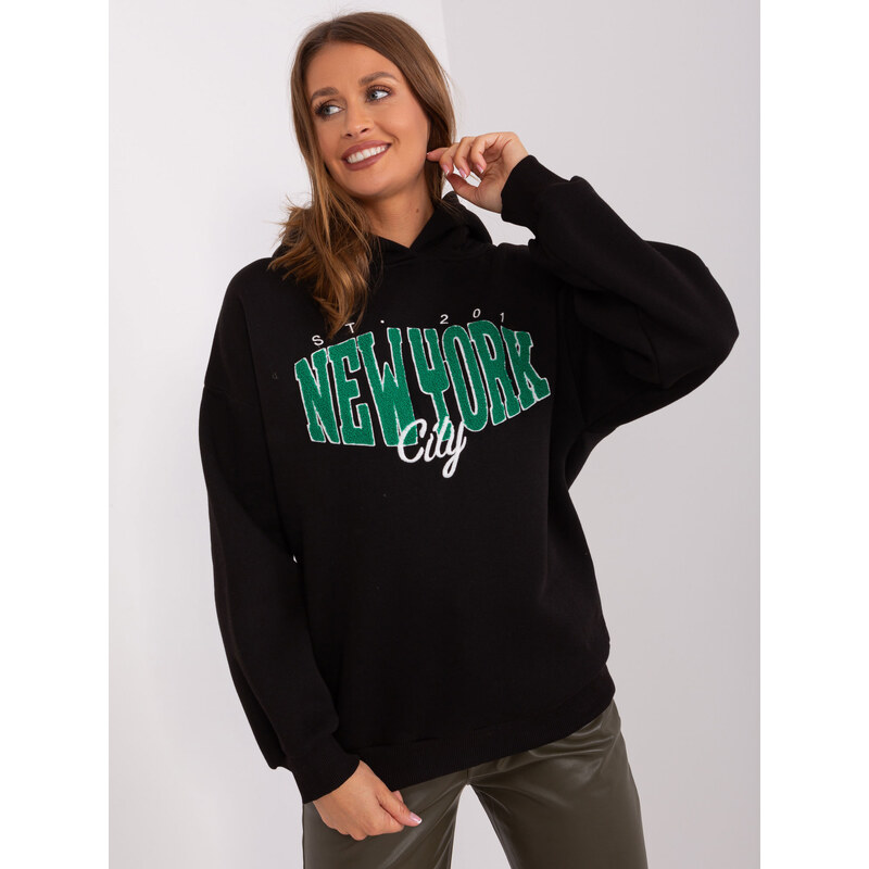 BASIC Čierna mikina s nápisom a kapucňou -EM-BL-656-4.96P-black 46506453