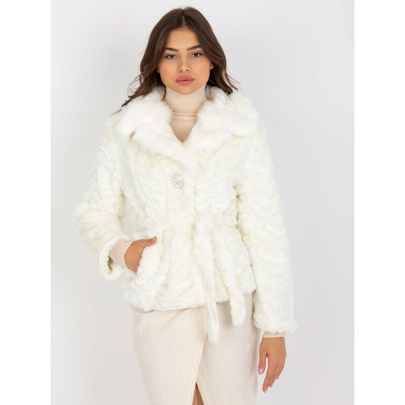 BASIC Biela kožušinová bunda AT-KR-A02-22-1.95P-white 36066340