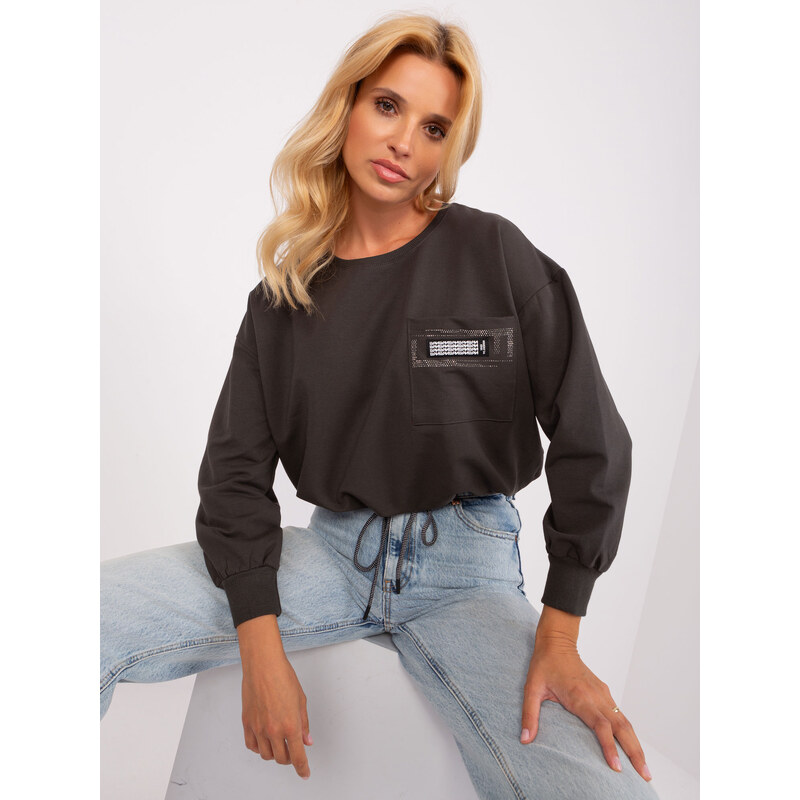 RELEVANCE Tmavá-khaki crop top mikina RV-BZ-8156.85-dark khaki 57952546