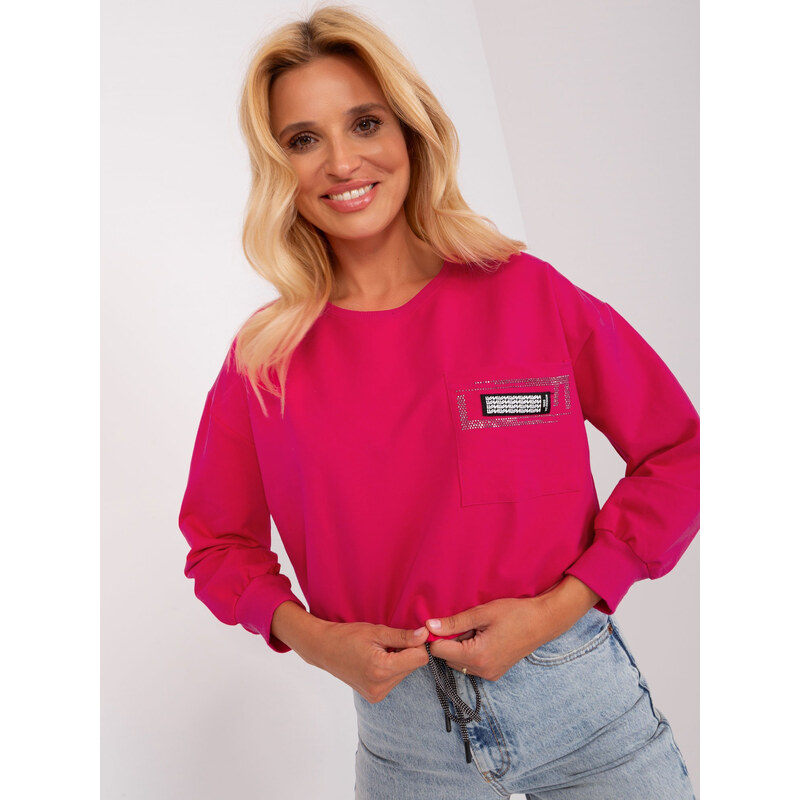 RELEVANCE Fuchsiová crop top mikina RV-BZ-8156.85-fuchsia 57952551