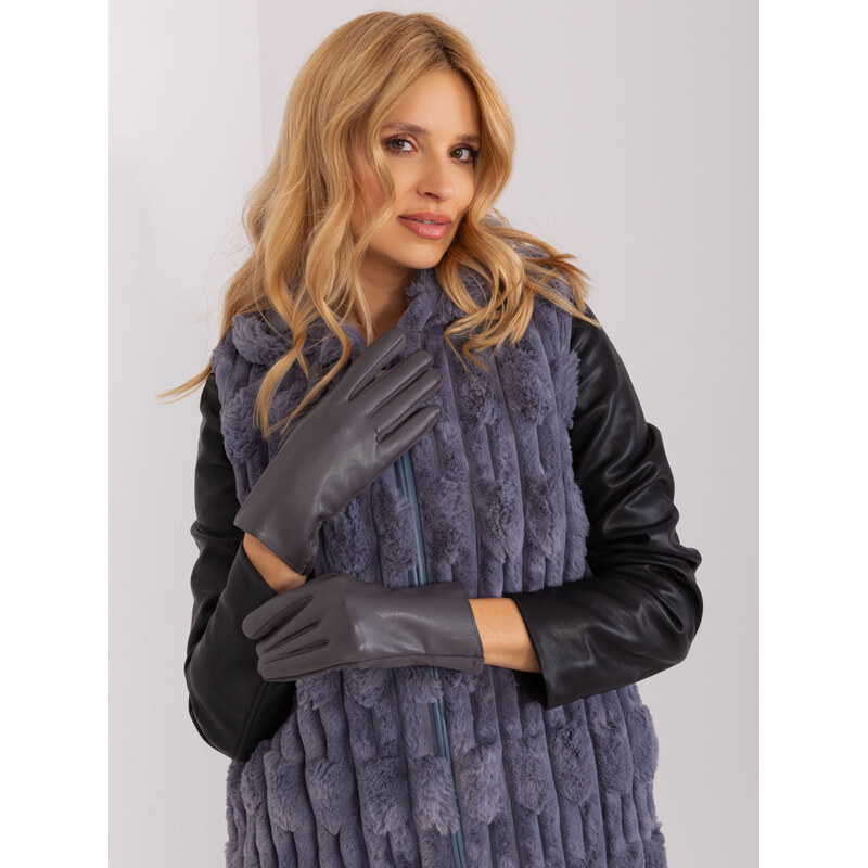 ITALY MODA Tmavosivé hladké zimné rukavice AT-RK-239501A.16-dark grey 57954338