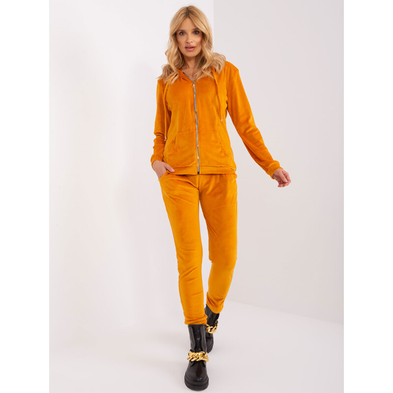 RELEVANCE Horčicová velúrová tepláková súprava -RV-KMPL-6087-2.31X 57954384