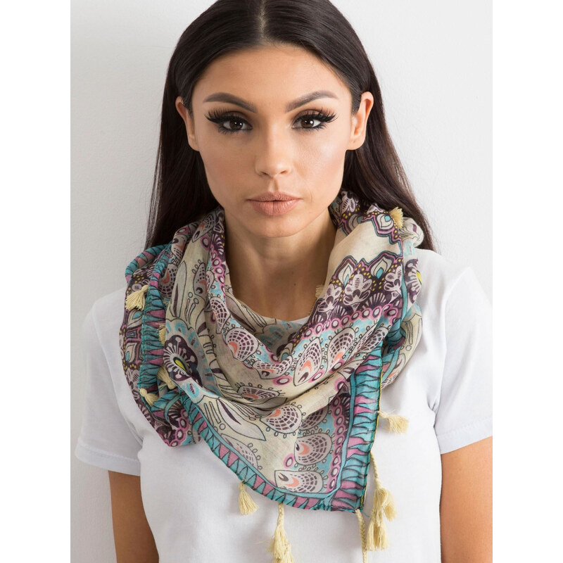 BASIC Farebná dámska šatka s etnickými vzormi AT-CH-ENEC-71.33P-yellow 18753670