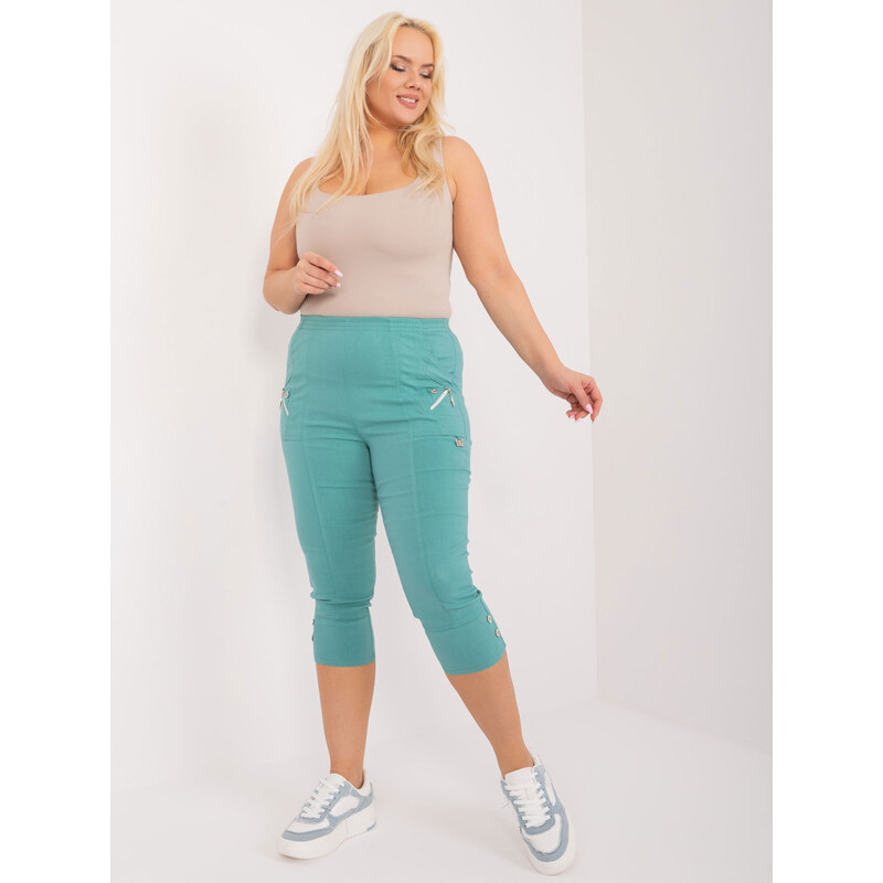 BASIC Tyrkysové dámske 3/4 nohavice s vreckami -AT-SP-73019.39-mint 49825339