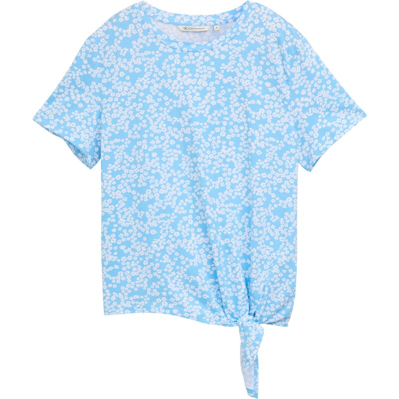 TOM TAILOR DENIM Tričko nebesky modrá / biela 63079855