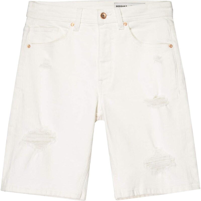 Bershka Džínsy biely denim 63169246