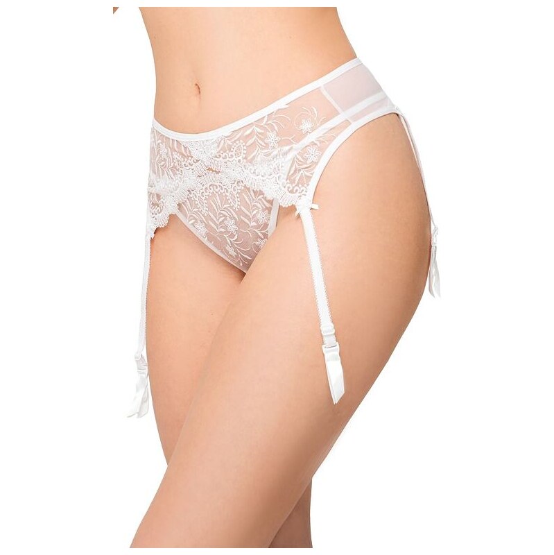 Ewana Podväzkový pás s vyšívanou čipkou 20 biely 27984677