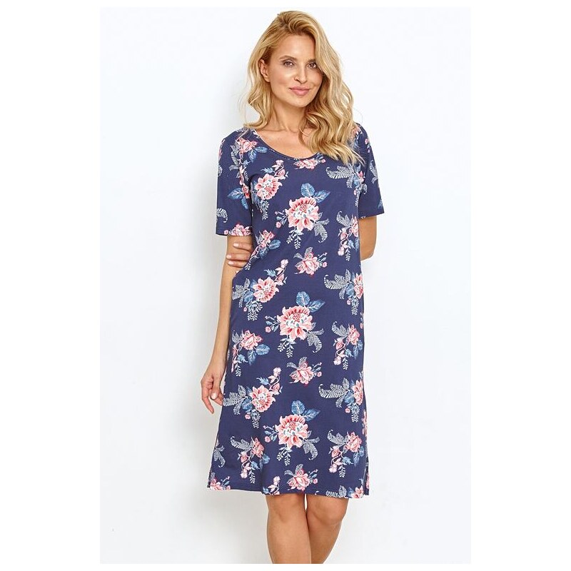 Taro Dámska nočná košeľa Ellie tmavomodrá s kvetmi 37926441