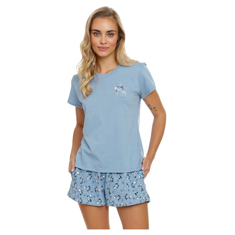 DN Nightwear Dámske pyžamo Stay positive svetle modré 38748487