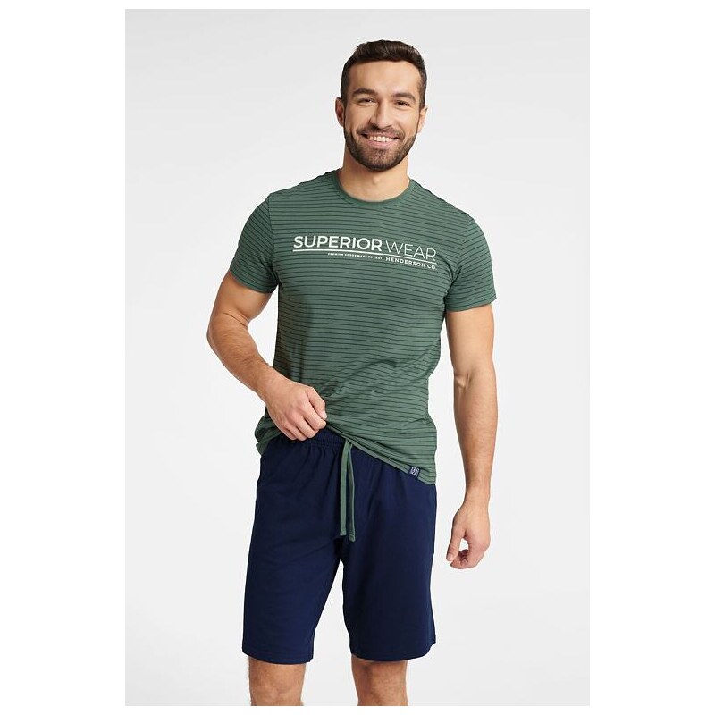 Henderson Pánske pyžamo Webber zelené s pruhmi 57956801