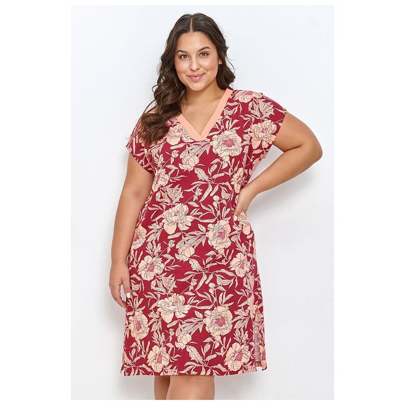 Taro Dámska košieľka Blossom červená pre plnoštíhle 39473126