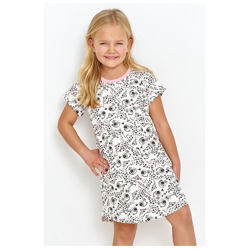 Taro Dievčenská košieľka Lexi biela s mačkami 39456862