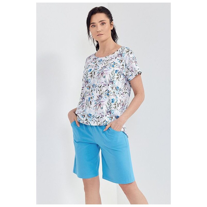 Cana Dámske pyžamo Lilac biele s kvetinovým vzorom 41359101