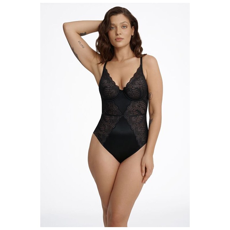 Esotiq Čipkové body Isabelle push-up čierne 46745159