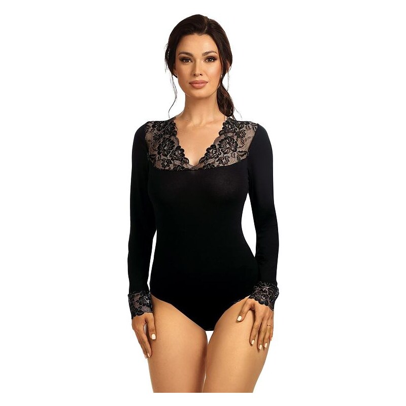 Hamana Luxusné body Tiana čierne s čipkou 47746512