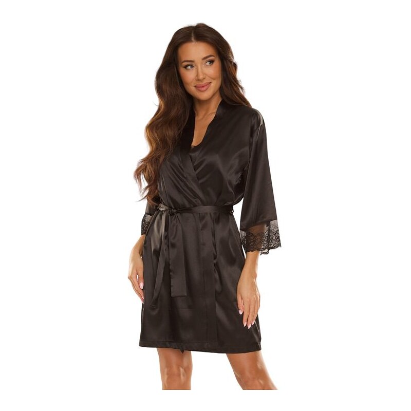 De Lafense Saténový župan Synthia čierny 47956947