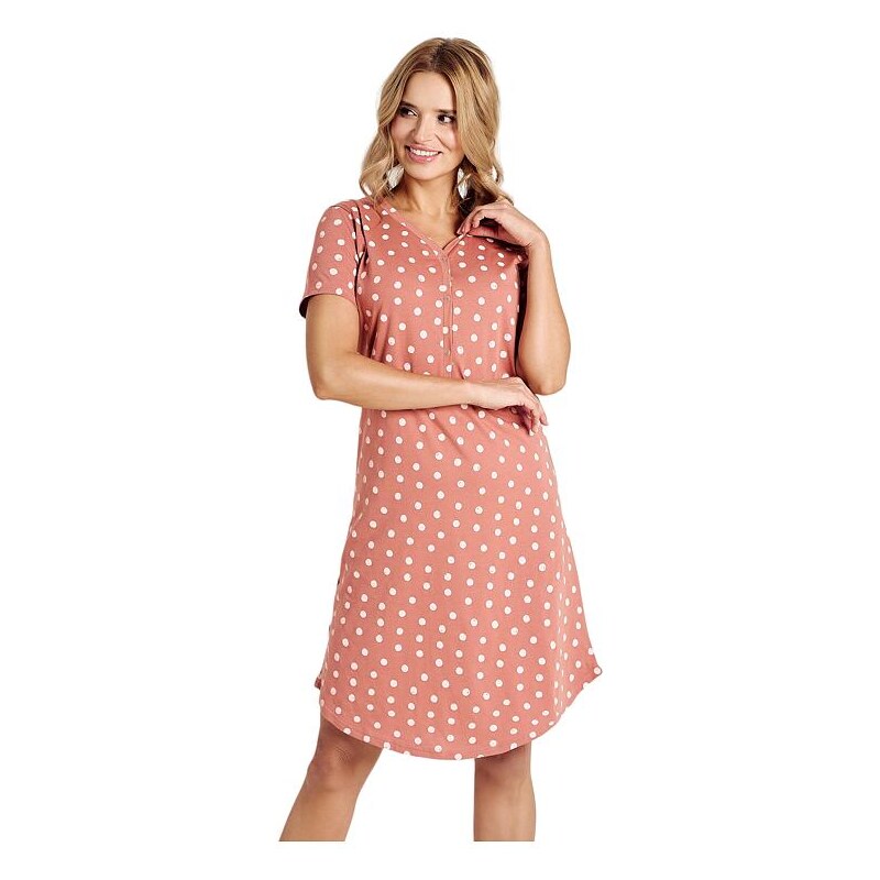 Taro Nočná košeľa Ivy hnedá s bodkami 48652041