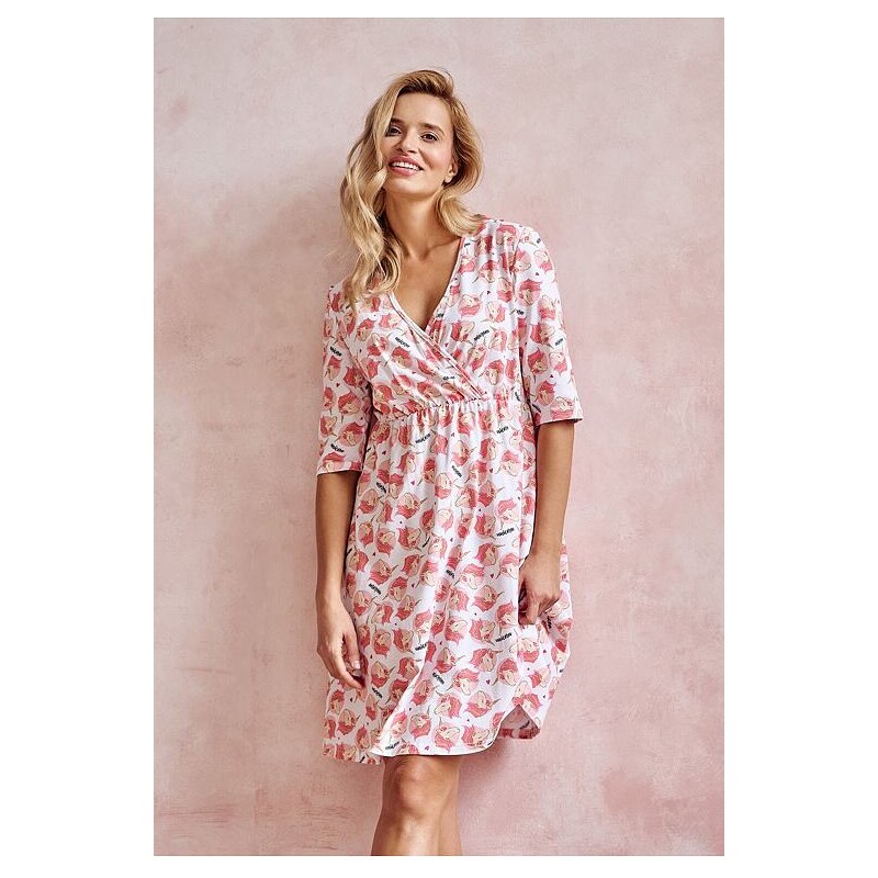 Taro Dojčiaca a tehotenská nočná košeľa Annabel ružová s jednorožcami 48749365