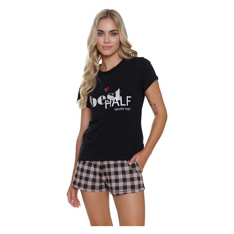DN Nightwear Dámske pyžamo Best čierne s nápisom 49231844