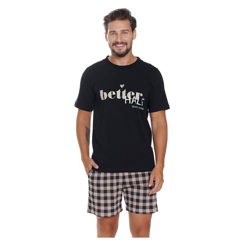DN Nightwear Pánske pyžamo Best čierne s nápisom 49231845