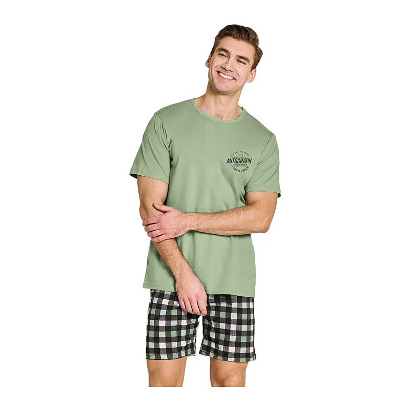 Taro Pánske pyžamo Carter zelené s nápisom 49275124