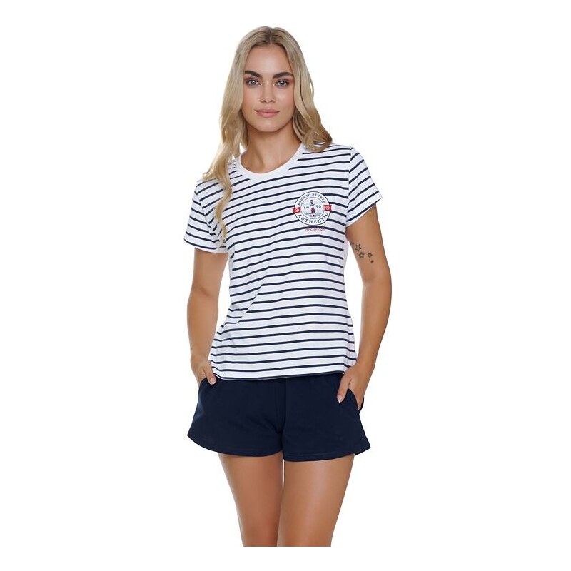 DN Nightwear Dámske pyžamo Marine biele s pruhmi 49191793