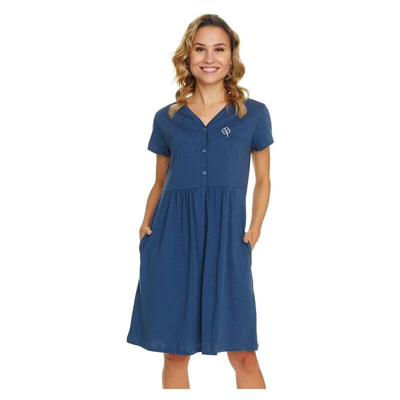 DN Nightwear Tehotenská a dojčiaca košieľka Štvorlístok tmavomodrá 49231846