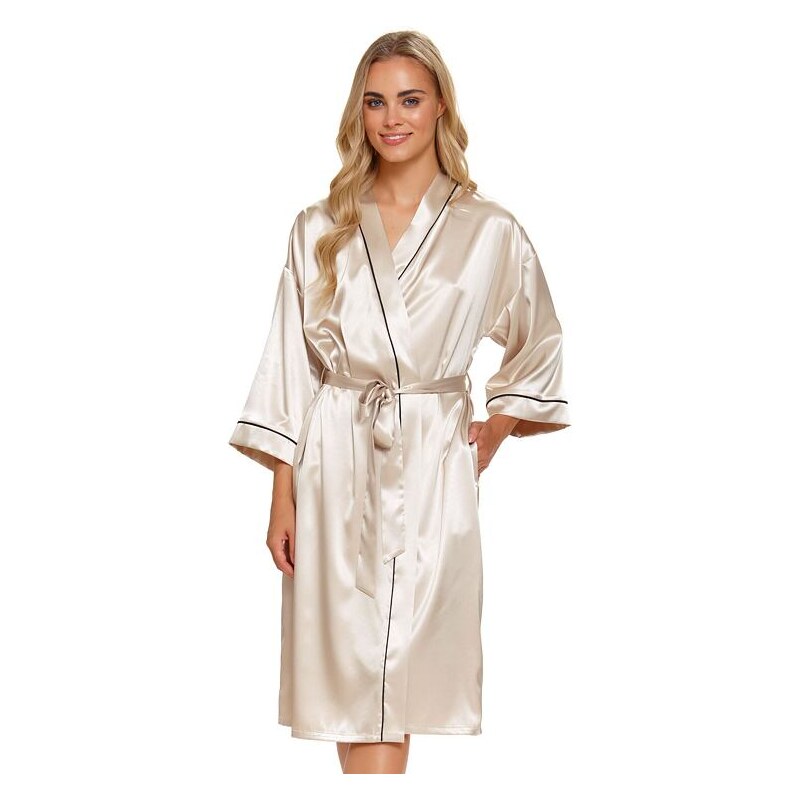 DN Nightwear Dámsky saténový župan Champagne zlatý 49318401