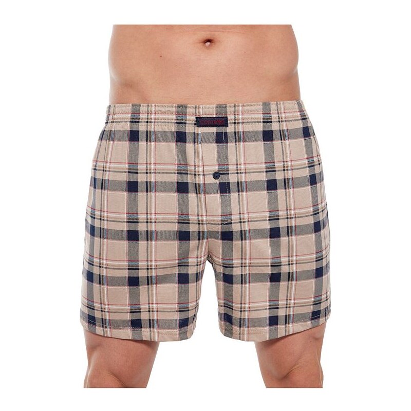 Cornette Pánske trenírky Comfort 280 hnedé káro 49832504