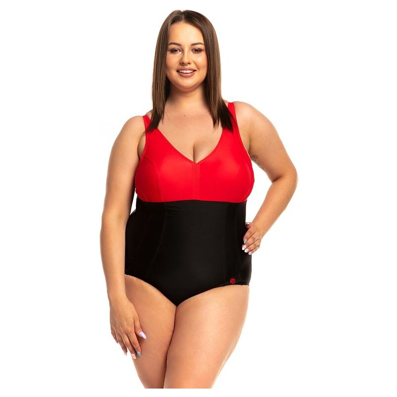 Spin Zoštíhľujúce plavky Lago II jednodielne čierno-červené 49915159