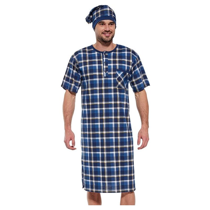 Cornette Pánska nočná košeľa Julius s krátkym rukávom modrá 50253987