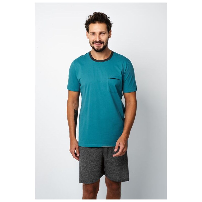 Italian Fashion Krátke pánske pyžamo Stefano tyrkysové 53699893