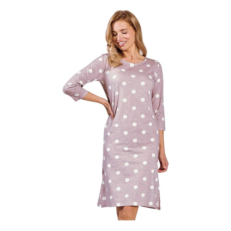 Taro Nočná košeľa Dolly melírovaná hnedá s bodkami 54485811