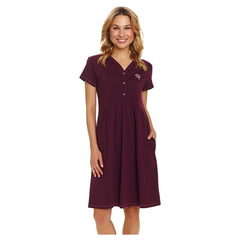DN Nightwear Dámska nočná košieľka Štvorlístok vínová 55917026