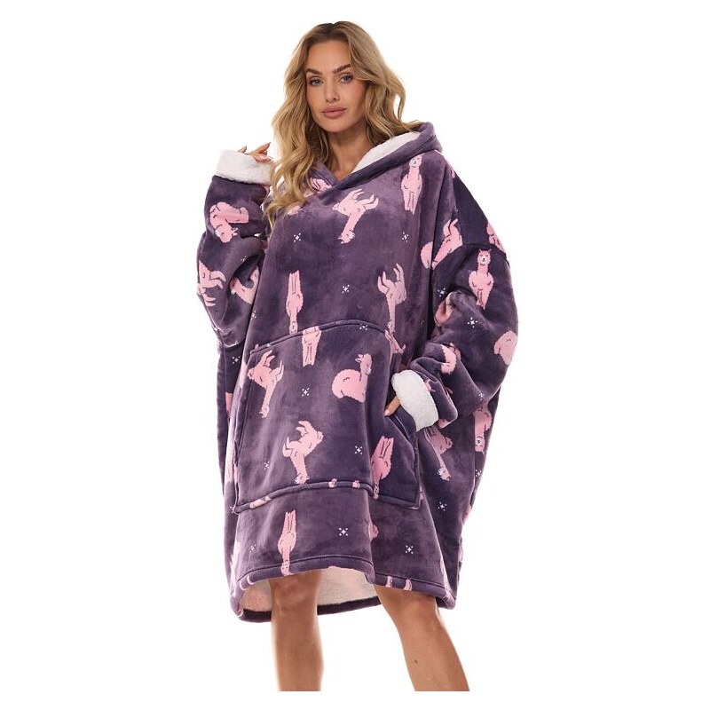 L&L Maxi mikina Hoodie fialová lamy 56584172