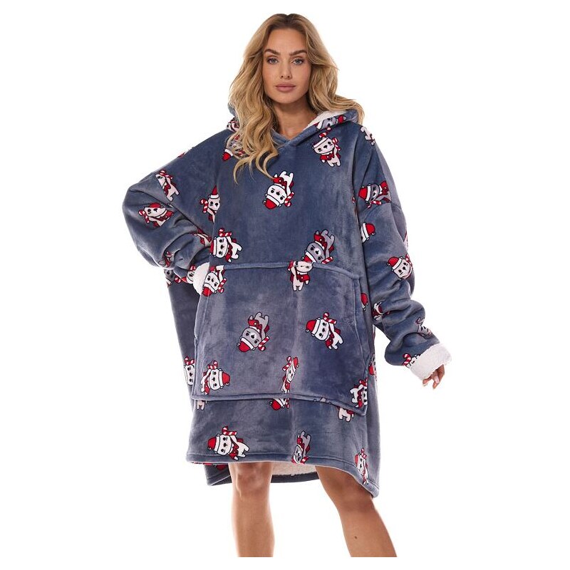 L&L Hrejivá maxi mikina Hoodie sivá s medveďmi Santa 56584176