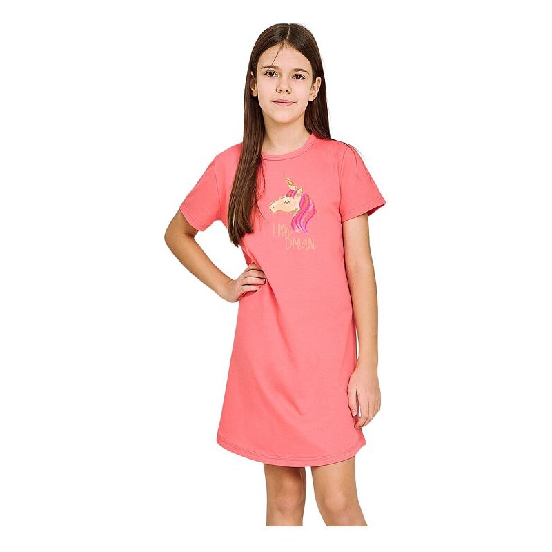 Taro Dievčenská nočná košieľka Mila ružová s jednorožcom 64296019
