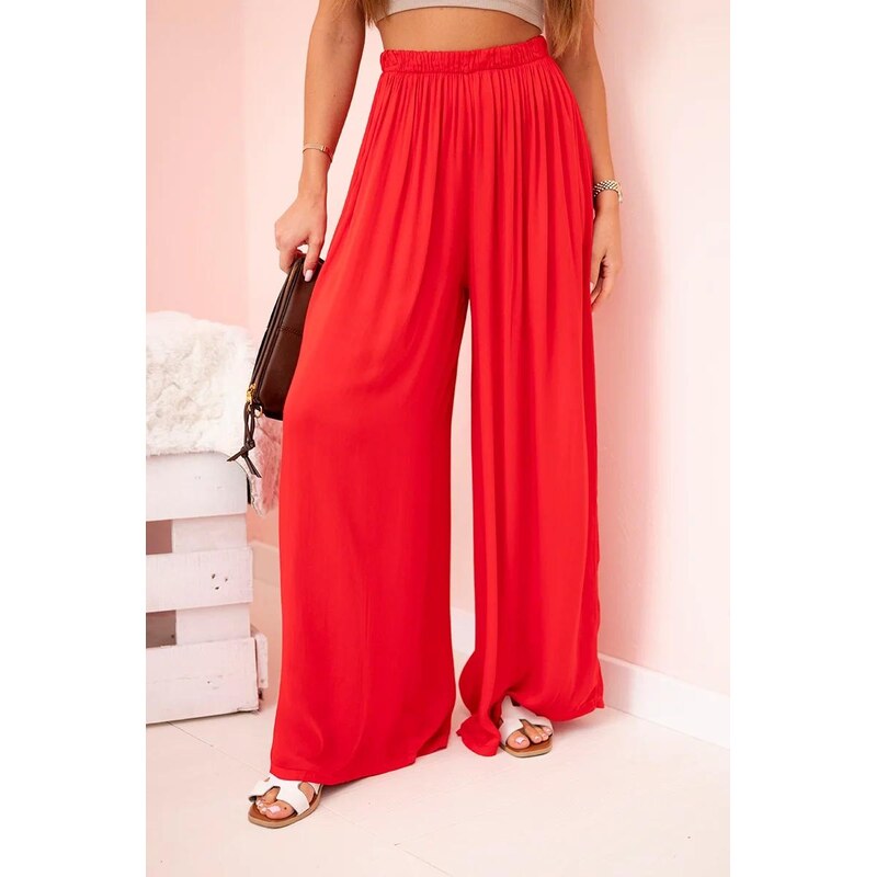 MladaModa Široké voľné nohavice s gumičkou v páse model 3180 červené 63090475
