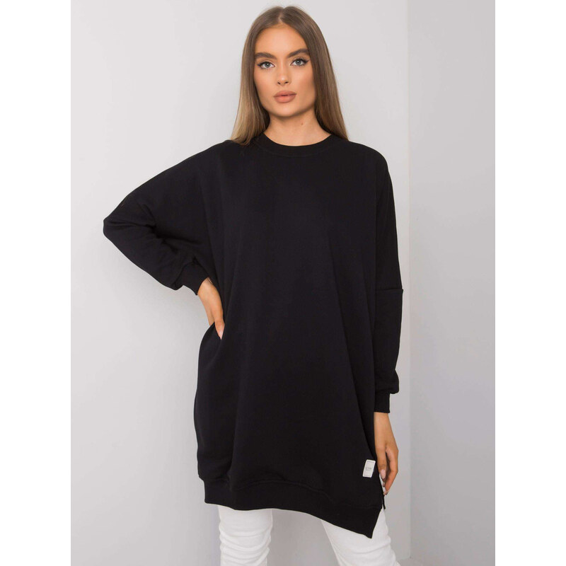RUE PARIS Čierne mikinové oversize šaty RV-SK-7216.95-black 57948387