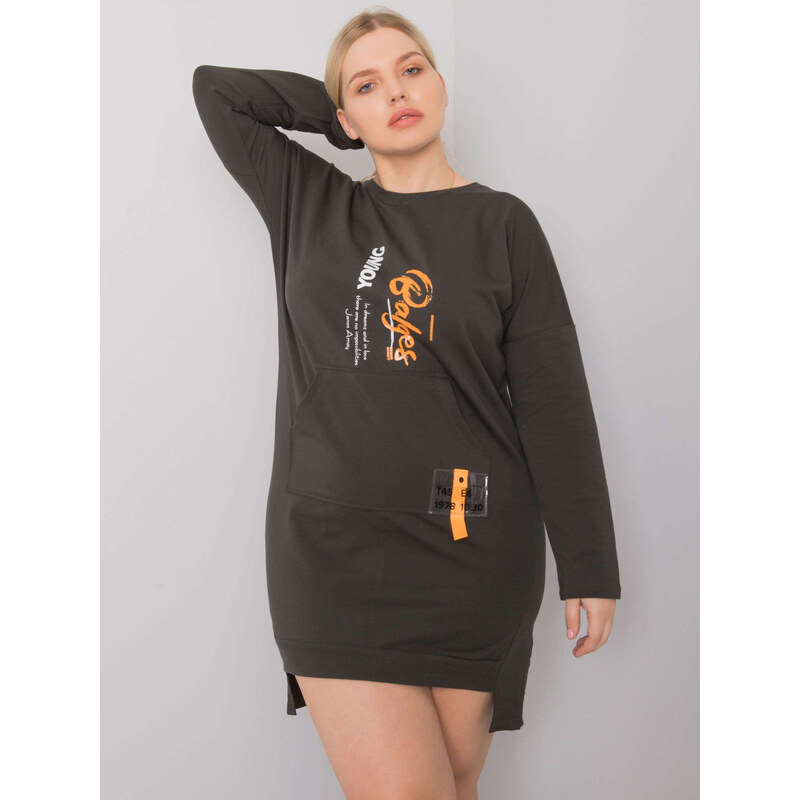 RELEVANCE Khaki šaty s nápisom Young a potlačou RV-SK-7178.44-khaki 57948465