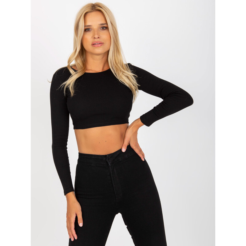RUE PARIS Čierny crop top s holým chrbtom -RV-BZ-8010.82-black 57950584
