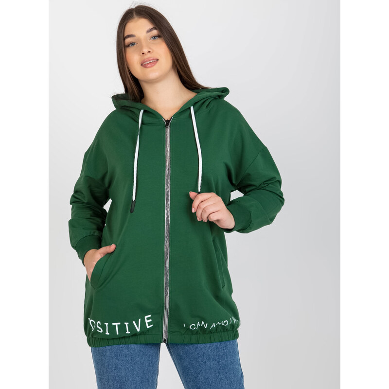 RELEVANCE Tmavozelená mikina na zips -RV-BL-8302.78-dark green 57950967