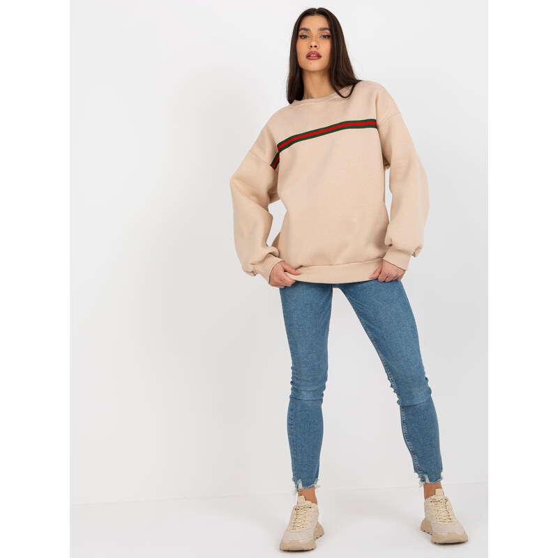 BASIC Béžová mikina s tenkým prúžkom -EM-BL-760.01-beige 37884833