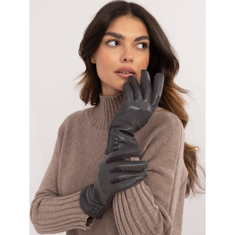 ITALY MODA Tmavosivé elegantné dámske rukavice AT-RK-239805.95-dark 59110597