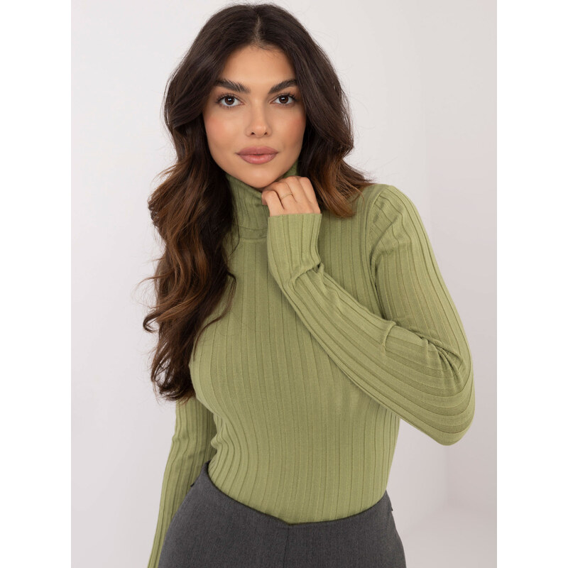 BASIC Khaki dámsky rebrovaný rolák PM-SW-1087.09-khaki 59110599